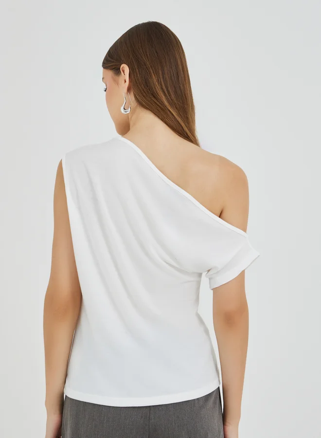 Take Two Take Two Embellished One Shoulder Short Sleeve T-Shirt