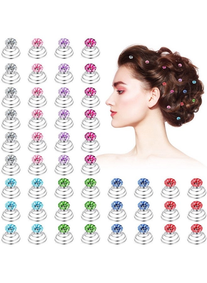Xinnun 48 Pieces Rhinestones Spirals Clips Wedding Bridal Shiny Rhinestone Crystal Metal Spiral Twist Hairpins Swirl Hair Twists Coils Hair Clips Hair Accessories For Wedding Bridal Prom Party - Image 1