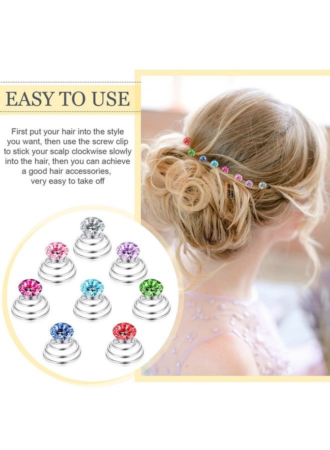 Xinnun 48 Pieces Rhinestones Spirals Clips Wedding Bridal Shiny Rhinestone Crystal Metal Spiral Twist Hairpins Swirl Hair Twists Coils Hair Clips Hair Accessories For Wedding Bridal Prom Party - Image 4