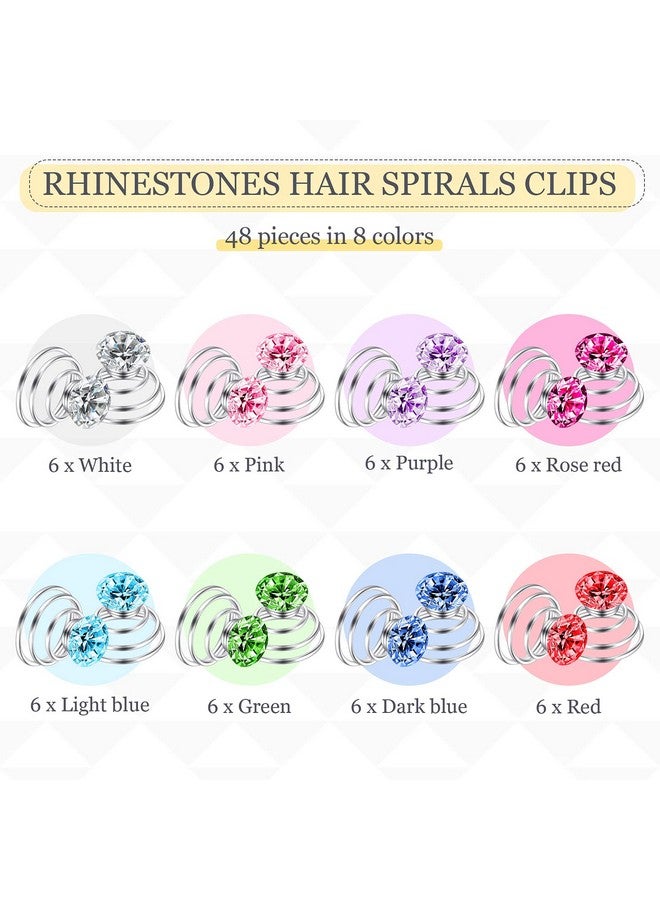 Xinnun 48 Pieces Rhinestones Spirals Clips Wedding Bridal Shiny Rhinestone Crystal Metal Spiral Twist Hairpins Swirl Hair Twists Coils Hair Clips Hair Accessories For Wedding Bridal Prom Party - Image 2
