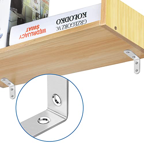 Romeda 16 Pcs L Bracket Stainless Steel Corner Brace Sets, 90 Degree Right Angle Brackets with 64 Pcs Screws, L Bracket Firmware for Wooden Shelves, Chairs, Tables, Dressers, Furniture (Silver) - Image 5