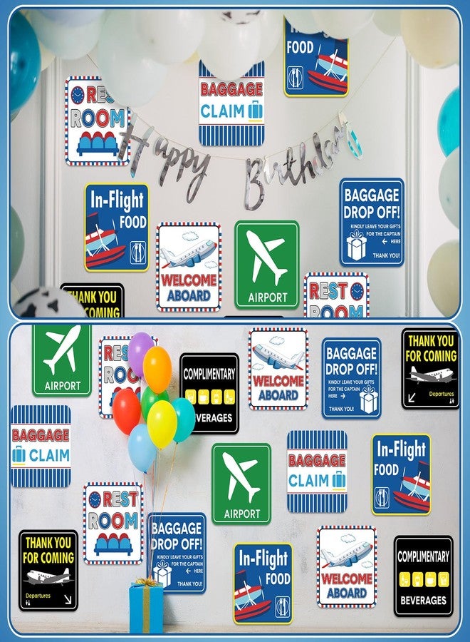 Faccito 16 Pcs Airplane Party Sign Cutouts Set Flight Signs Cutouts Airplane Birthday Supplies Party Theme Flight Aviation Event Decoration Holiday Supplies, 8 x 8 Inch - Image 5