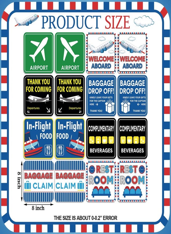 Faccito 16 Pcs Airplane Party Sign Cutouts Set Flight Signs Cutouts Airplane Birthday Supplies Party Theme Flight Aviation Event Decoration Holiday Supplies, 8 x 8 Inch - Image 2