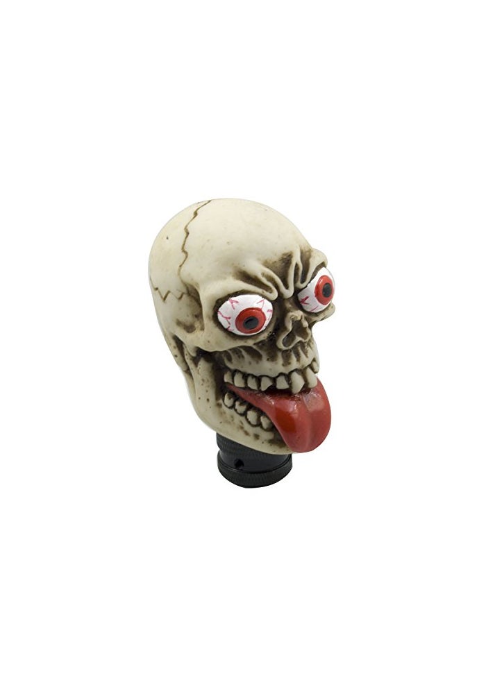 Mavota Stick Shift Knob Skull Shifter Knob Red Tongue with Big Eyes Style Skull Manual Automatic Gear Shift Knobs OffWhite - Image 1