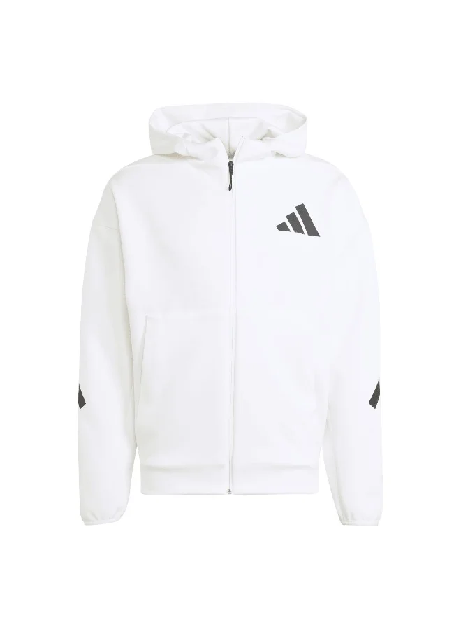 adidas Adidas M Z.N.E. Fz White Hooded Track Top Track Tops For Men