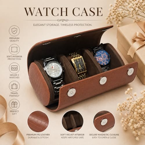 essart Luxury Watch Storage Case – Premium Leather Organizer Box for Exclusive Timepieces, Elegant Display & Protection for Collectors (WR-1013-Croco-Tan) - Image 5