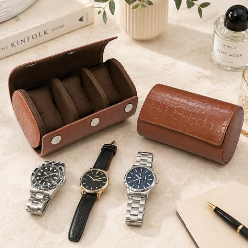 essart Luxury Watch Storage Case – Premium Leather Organizer Box for Exclusive Timepieces, Elegant Display & Protection for Collectors (WR-1013-Croco-Tan) - Image 2