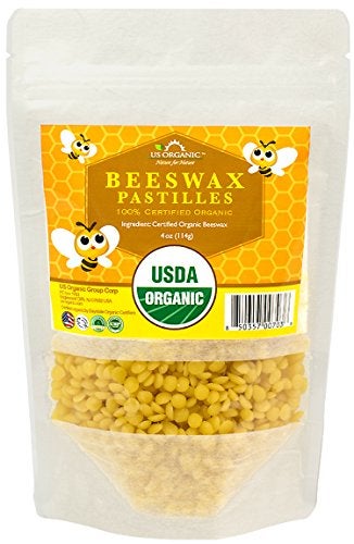 US Organic Beeswax 100% Pure Yellow Pastilles, USDA Certified, for DIY Candle, Lip Balm, Body Cream, Lotion, Deodorant, Crayon, and More uses. 4 oz (Small) - Image 1