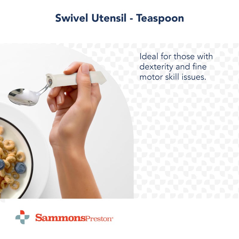 Sammons Preston Plastic Handle Swivel Teaspoon, Adaptive Utensils, 6" Long - Image 2