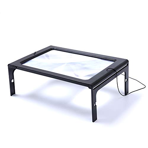 JUOIFIP Hands-Free Magnifying Glass Large Full-Page Rectangular 3X Magnifier LED Lighted Illuminated Foldable Desktop Portable for Elder Kids - Image 2