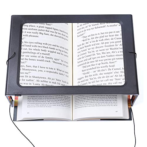 JUOIFIP Hands-Free Magnifying Glass Large Full-Page Rectangular 3X Magnifier LED Lighted Illuminated Foldable Desktop Portable for Elder Kids - Image 1