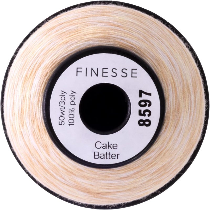 FINESSE Variegated Thread | 100% Polyester, 3ply, 50wt | 1100yds Stackable Thread Cones for Quilting and Sewing… (Cake Batter) - Image 2