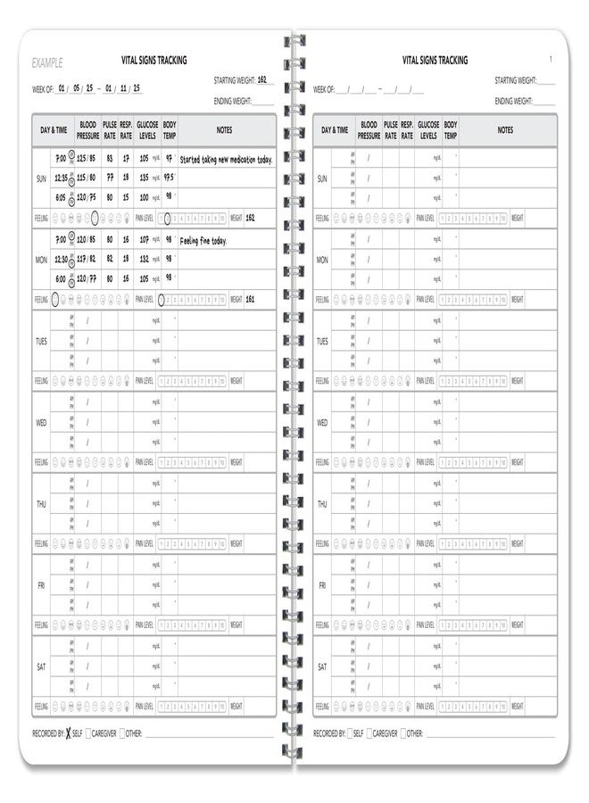 BookFactory Vital Signs Log Book, 8.5" x 11" Wire-O, 104 Pages - Image 3