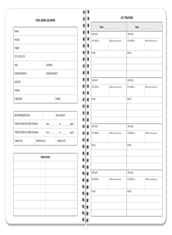 BookFactory Vital Signs Log Book, 8.5" x 11" Wire-O, 104 Pages - Image 2