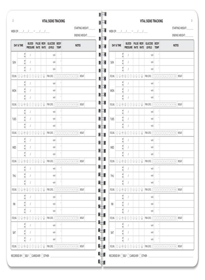 BookFactory Vital Signs Log Book, 8.5" x 11" Wire-O, 104 Pages - Image 4