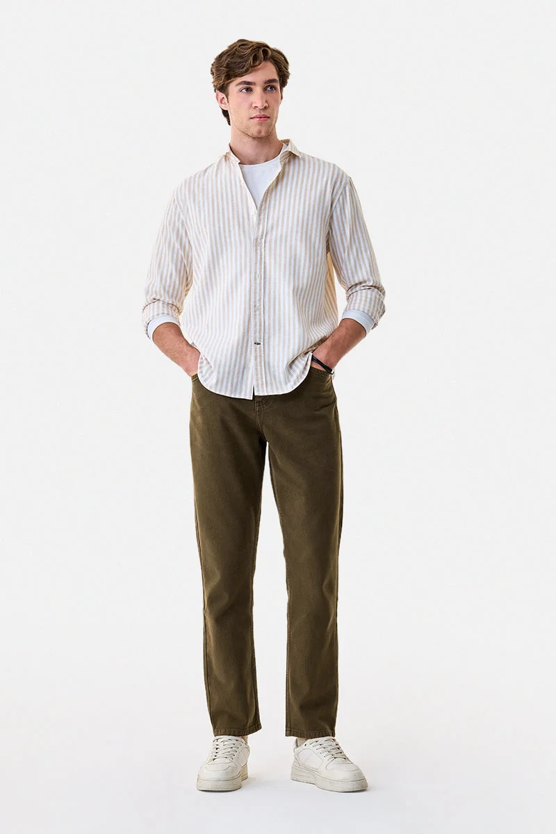 سنيتش Dark Brown Solid Relaxed Casual Jeans