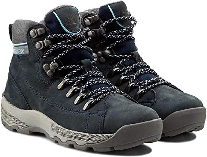 Navy Leather Ankle-High Boots