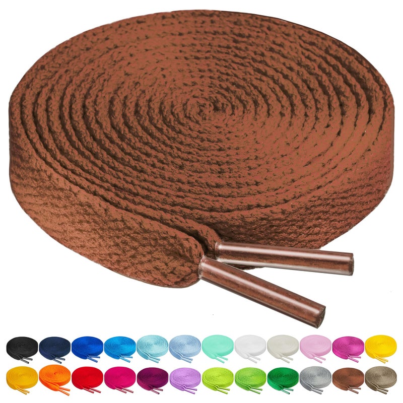 Birch Shoelaces in 27 Colors Flat 5/16" Shoe Laces in 4 Different Lengths (45.5" (115cm), Burnt Sienna) - Image 1