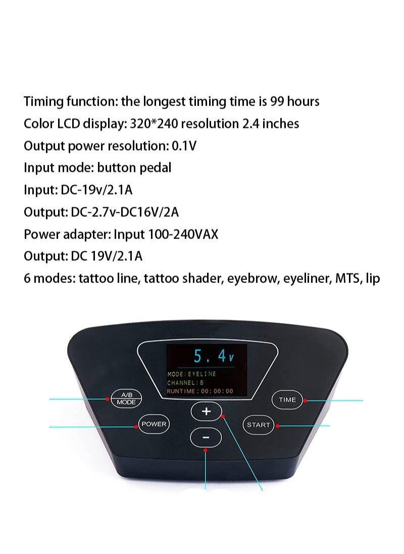 HaLunhi Eyebrow Tattoo Machine Set，Makeup Set，Multi-Function Touch Control Power Eyebrow Tattoo Full Set Combination Pack，Silver Rotary Tattoo Machine Pen Practice Skin 15ml Ink 10 Pieces Cartridge Needle  - Image 2