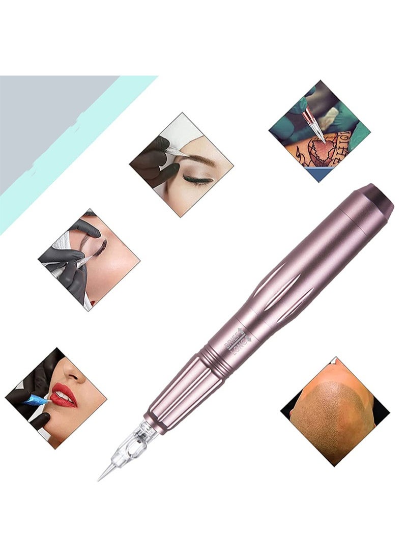 HaLunhi Eyebrow Tattoo Machine Set，Makeup Set，Multi-Function Touch Control Power Eyebrow Tattoo Full Set Combination Pack，Silver Rotary Tattoo Machine Pen Practice Skin 15ml Ink 10 Pieces Cartridge Needle  - Image 4