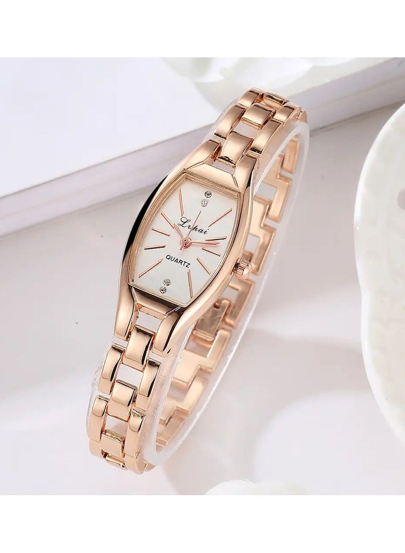 لفباي ساعة يد بعقارب بسوار من الإستانلس ستيل للنساء - Image 2