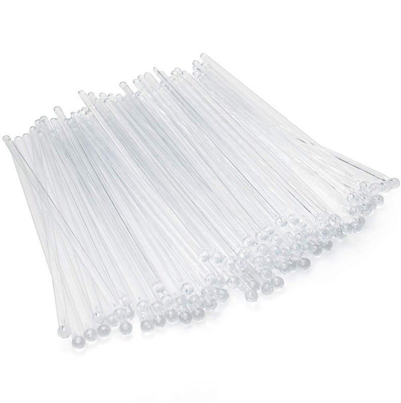 Tebery 200 PCS Clear Swizzle Sticks 7 Inch Ball Head Coffee Cocktails Stirrers Crystal Round Top Cake Topper Stir Sticks for Drinks Tea Hot and Cold Beverages