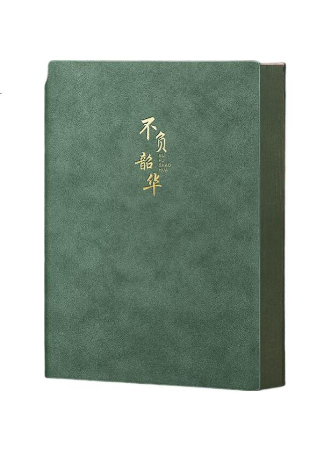Ujia Notebook A5 High-Quality Stationery, Sheepskin Cover, Thick Journal, Business Office Work Meeting Record Book, Simple Diary, Dark Green - Image 3