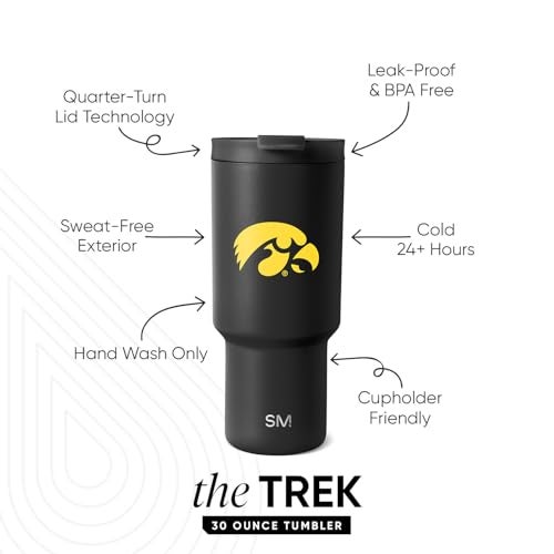 Simple Modern Officially Licensed Collegiate Iowa Hawkeyes 30 oz Tumbler with Flip Lid and Straws Insulated Cup Stainless Steel Gifts for Men Women Trek Collection University of Iowa - Image 3