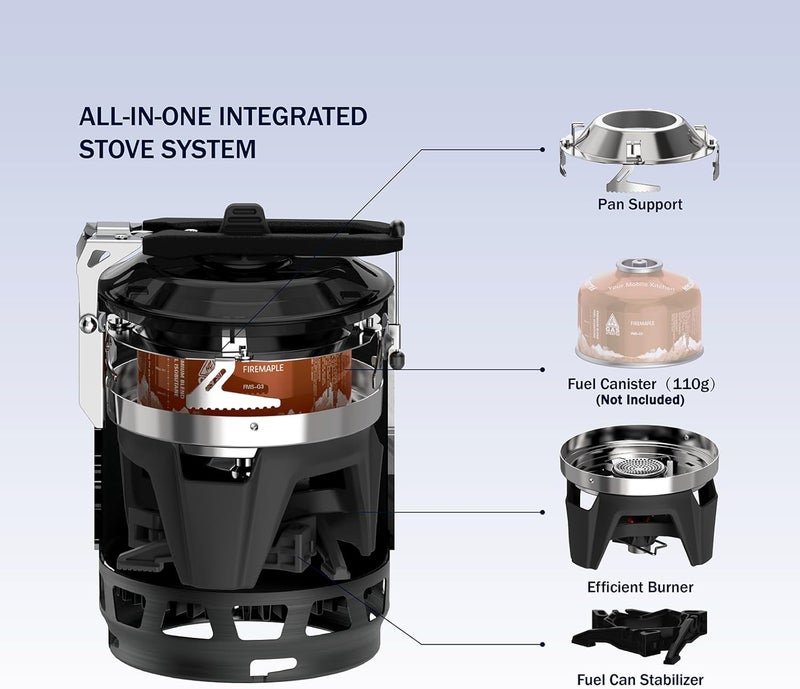 Fire-Maple "Fixed Star 3" Personal Cooking System | Pot/Jet Burner Stove System with Electric Ignition | Ideal for Hiking, Camping, Backpacking, Fishing, Hunting Trips and Emergency Use, Black - Image 2