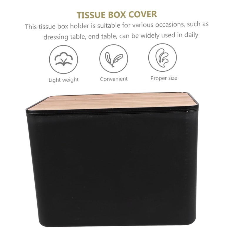 Black Wood Grain Tissue Holder Napkin Dispenser for Bathroom Kitchen Home Decor - Image 4