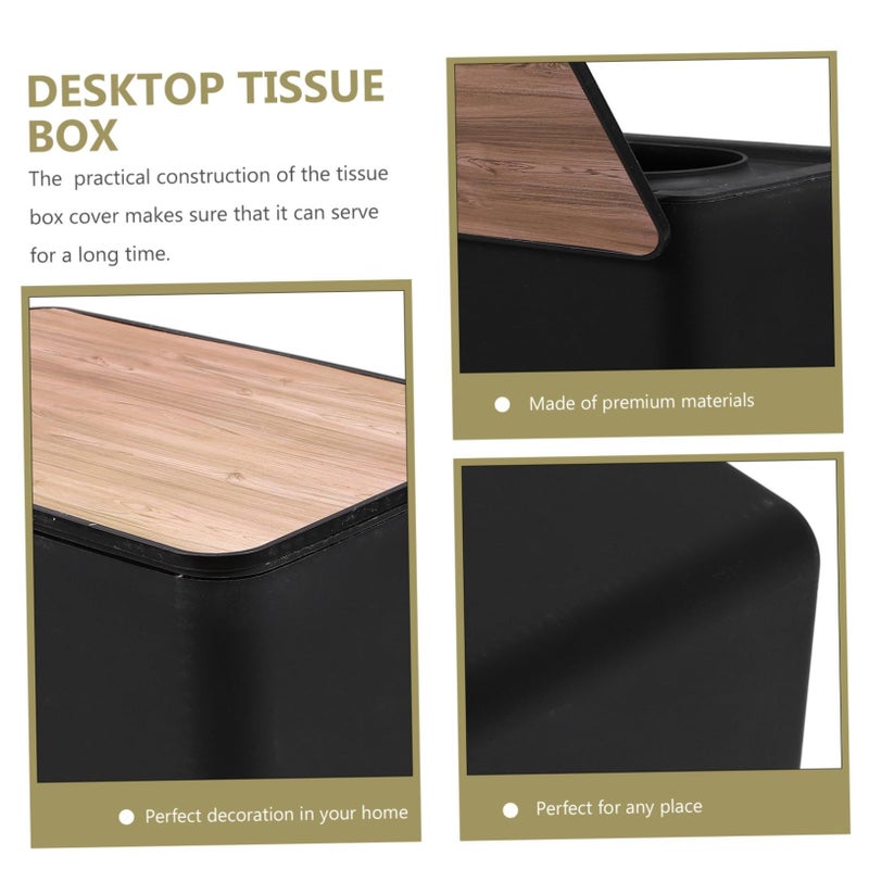 Black Wood Grain Tissue Holder Napkin Dispenser for Bathroom Kitchen Home Decor - Image 5