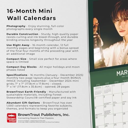 Browntrout TXT OFFICIAL | 2025 7 x 14 Inch Monthly Mini Wall Calendar | BrownTrout | K-Pop Korean Boy Band Temptation - Image 3
