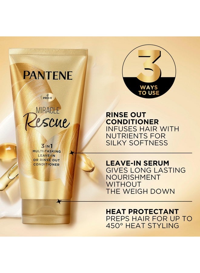 Pantene Miracle Rescue 3 in 1 Leave In Conditioner, Rinse off Conditioner, Heat Protectant for Hair, Detangler, Anti Frizz, Moisturizing, For All Hair Types, Safe for Color Treated Hair, 6.0 fl oz - Image 2
