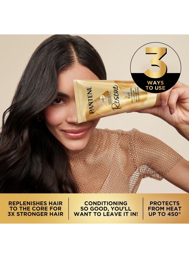 Pantene Miracle Rescue 3 in 1 Leave In Conditioner, Rinse off Conditioner, Heat Protectant for Hair, Detangler, Anti Frizz, Moisturizing, For All Hair Types, Safe for Color Treated Hair, 6.0 fl oz - Image 3
