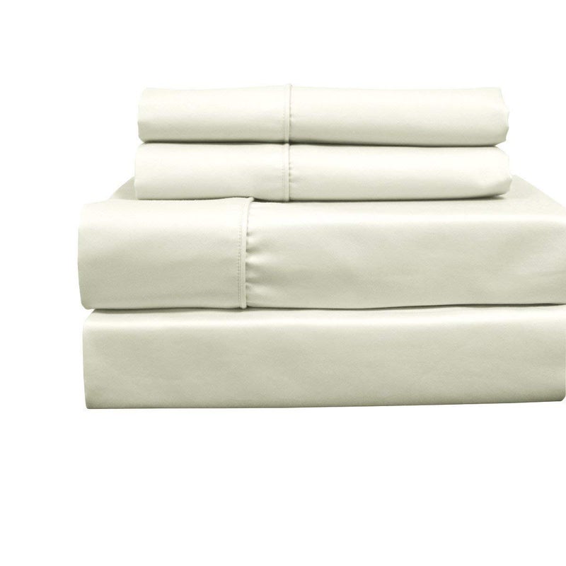Royal Hotel Bedding Solid Ivory 600ThreadCount 3pc TwinExtraLong Bed Sheet Set 100 Cotton Sateen Solid Deep Pocket