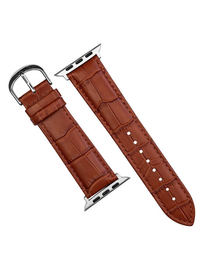 O Ozone Leather Strap For Apple Watch Series 10 | Ultra 2 | 8 Ultra | 9 | 8 | 7 | 6, 49/46/45/44/42mm, Premium Leather Smartwatch Wristband Strap- Brown  - Image 1