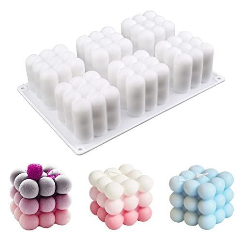 Actvty 3D Bubble Candle Molds - 6 Cavity Bubble Cube Silicone Mold for Candles Soap Making, Bubble Cake Mold for Baking Dessert Mousse Cake Jelly Ice Cream - Image 1
