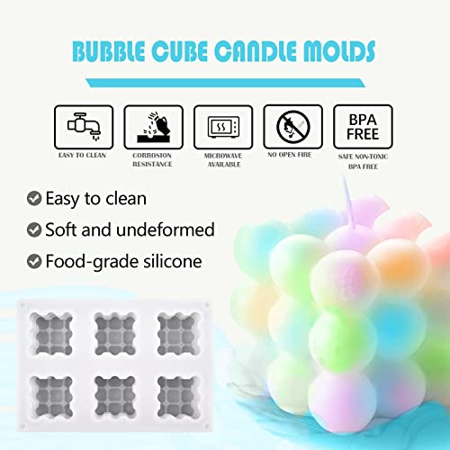 Actvty 3D Bubble Candle Molds - 6 Cavity Bubble Cube Silicone Mold for Candles Soap Making, Bubble Cake Mold for Baking Dessert Mousse Cake Jelly Ice Cream - Image 4