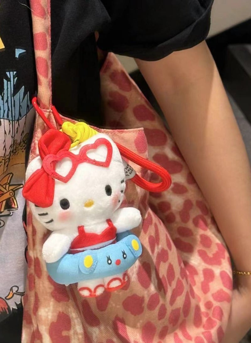 زويوتو حقيبة الكتف النمط الكوري Emis النمط الوردي النمر طباعة حقيبة قماش و Hello Kitty سلسلة مفاتيح مجموعة، Canvas Tote Bag، حقيبة قماش حقيبة قماش القطن Tote Bag - حقيبة التسوق القطنية Canvas Bag - حقيبة القطن - حقيبة الهدايا - Image 3