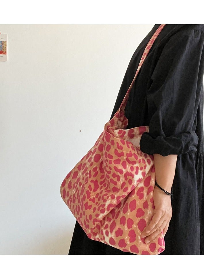 زويوتو حقيبة الكتف النمط الكوري Emis النمط الوردي النمر طباعة حقيبة قماش و Hello Kitty سلسلة مفاتيح مجموعة، Canvas Tote Bag، حقيبة قماش حقيبة قماش القطن Tote Bag - حقيبة التسوق القطنية Canvas Bag - حقيبة القطن - حقيبة الهدايا - Image 5