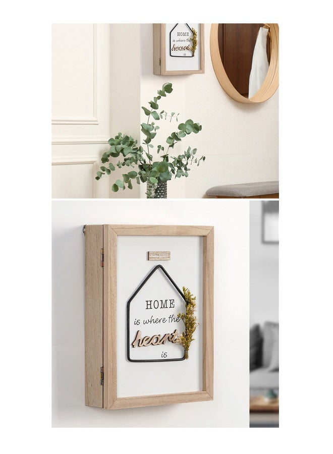 Wood Key Holder Mount, Decorative Wall box with 6 Key Hooks, Rustic Farmhouse Key Rack, Key Box Cabinet for Entryway, Doorway, Hallway, Office, Home Decor, Suitable Gift - Image 3