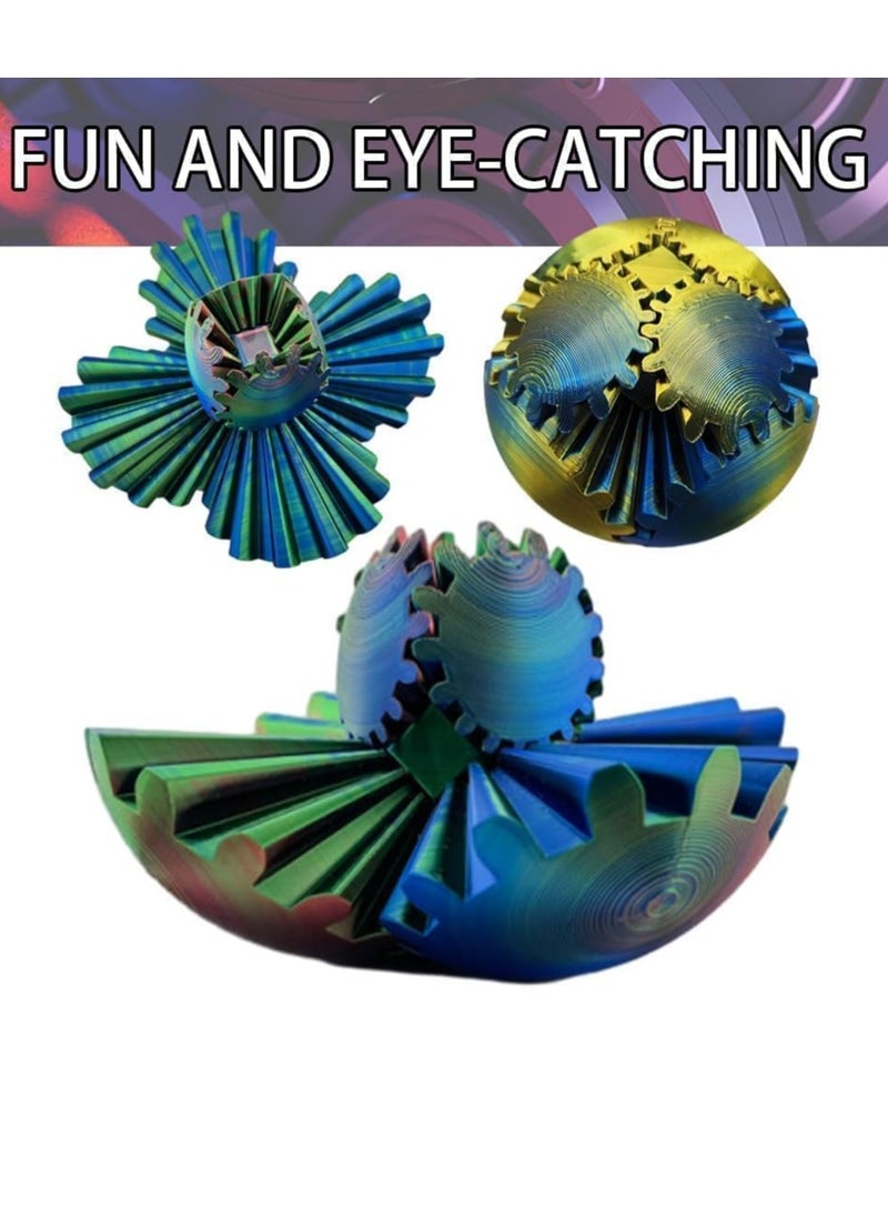 null - Gear Ball Fidgeting, Gear Ball - Steampunk Spinning Miracle Fidgeting Gear Ball, 3D Printed Gear Ball Gear Ball Puzzle Cube Fidgeting Toy, Spiral Screw Toy, Stress and Anxiety Relief Toy (Green Blue) - Image 1