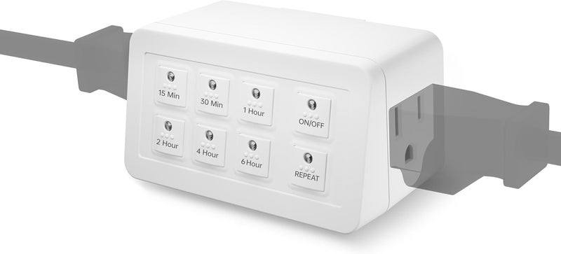 BN-LINK Indoor Countdown Timer with Repeat Function, Digital Timer for Electrical Outlets, Heavy Duty Accurate Compact Size for Appliance, 2-Outlets, 3-Prong Grounded Outlet, 15A/1875W ½ HP ETL Listed - Image 1