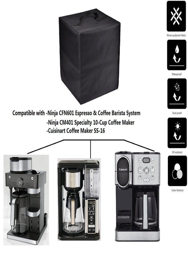AF-WAN Coffee Maker dust Cover ,Waterproof,UV resistant,Compatible with Ninja CFN601 Espresso & Coffee Barista System/Ninja CM401 Coffee Maker/for Cuisinart Coffee Maker SS-16 (Black), Suitable - Image 2