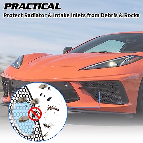 URLWALL Upgraded Front Radiator Guards Grille for Corvette C8 Stingray Convertible/HTC 2020-2024, OEM Style Grille Vents Insert Mesh Set, Bumper Front Outer Grill Replacement with Instruction Manual - Image 3