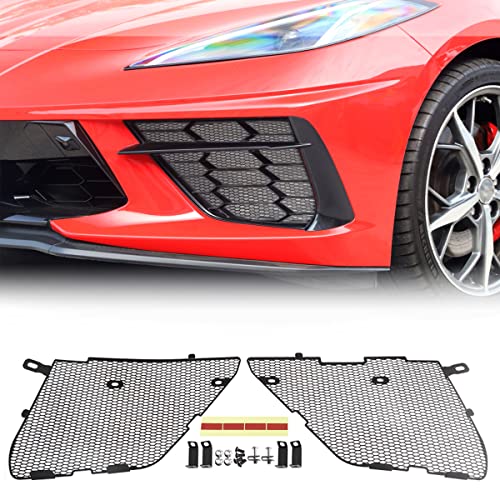 URLWALL Upgraded Front Radiator Guards Grille for Corvette C8 Stingray Convertible/HTC 2020-2024, OEM Style Grille Vents Insert Mesh Set, Bumper Front Outer Grill Replacement with Instruction Manual - Image 1