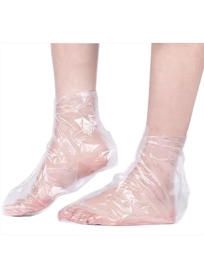 Damsale 200PCS Clear Plastic Disposable Booties, Paraffin Bath Liners for Foot Pedicure Hot Spa Wax Treatment, Larger Thicker Thermal Therapy Feet Covers Bags Plastic Socks Liners - Image 1