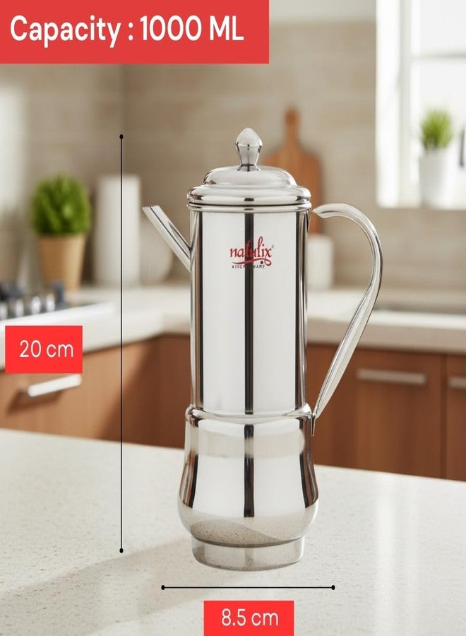 NATULIX Stainless Steel Oil Dispenser 1 Litre | Oil Pourer for Kitchen | Leak-Proof Spout | Heavy Duty Steel Oil Pot for Cooking, Mustard Oil & Ghee | Modern Oil Container (Kitchen King) - Image 3