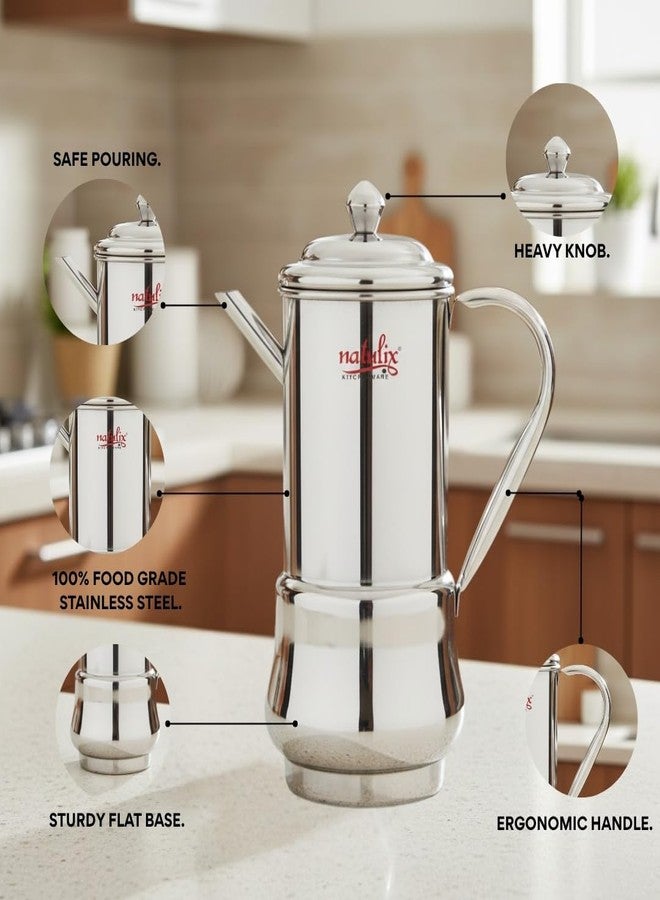 NATULIX Stainless Steel Oil Dispenser 1 Litre | Oil Pourer for Kitchen | Leak-Proof Spout | Heavy Duty Steel Oil Pot for Cooking, Mustard Oil & Ghee | Modern Oil Container (Kitchen King) - Image 4