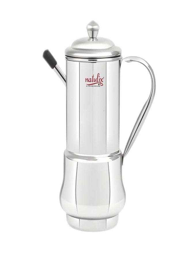 NATULIX Stainless Steel Oil Dispenser 1 Litre | Oil Pourer for Kitchen | Leak-Proof Spout | Heavy Duty Steel Oil Pot for Cooking, Mustard Oil & Ghee | Modern Oil Container (Kitchen King) - Image 1